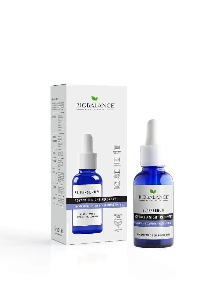 BIOBALANCE СУПЕР СЕРУМ ЗА ДОПЪЛНИТЕЛНО НОЩНО ВЪЗСТАНОВЯВАНЕ, 30 МЛ
