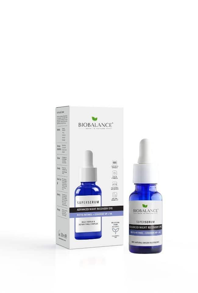 BIOBALANCE СУПЕР СЕРУМ ОКОЛООЧЕН ЗА ДОПЪЛНИТЕЛНО НОЩНО ВЪЗСТАНОВЯВАНЕ, 20 МЛ