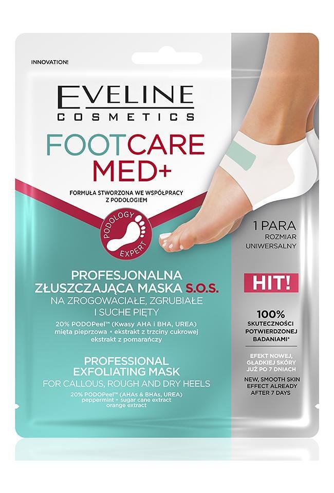 Eveline FOOT CARE MED+ PROFESSIONAL Ексфолираща SOS текстилна маска за пети,1 чифт
