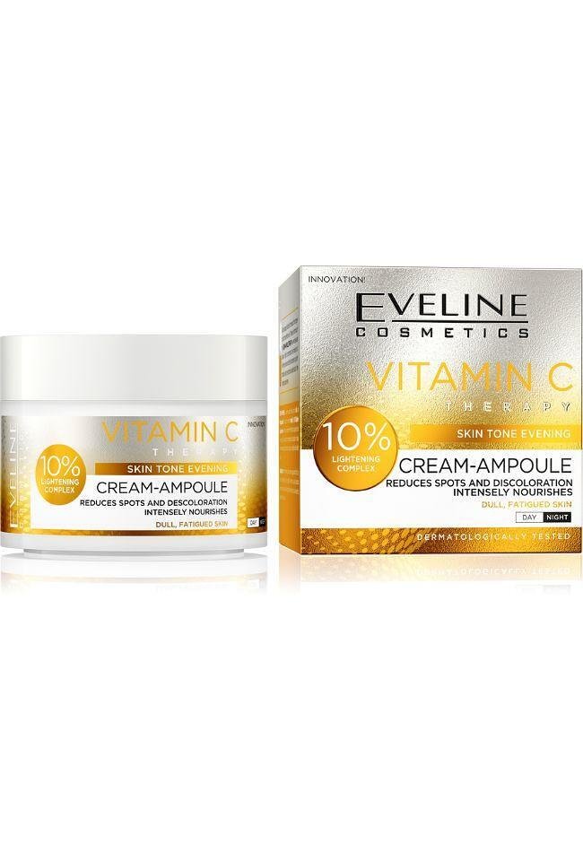 Eveline CREAM-AMPOULE VITAMIN C ДН/НЩ КРЕМ ЗА ЛИЦЕ - СВЕЖ ТЕН ЗА КОЖАТА 50МЛ