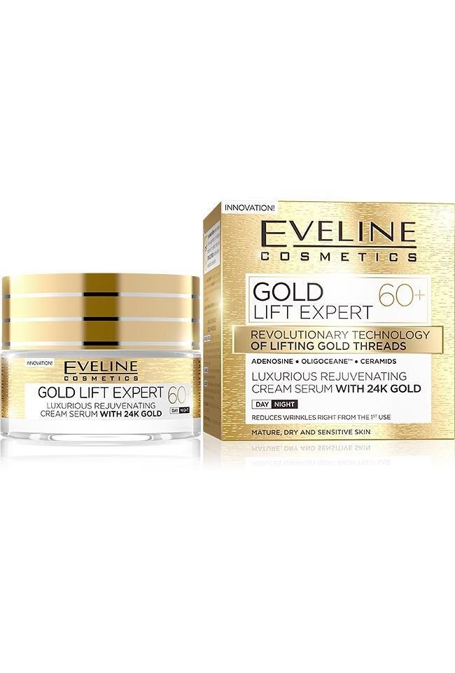 Eveline Gold Lift Expert 60+ Дневен/нощен крем, 50 мл