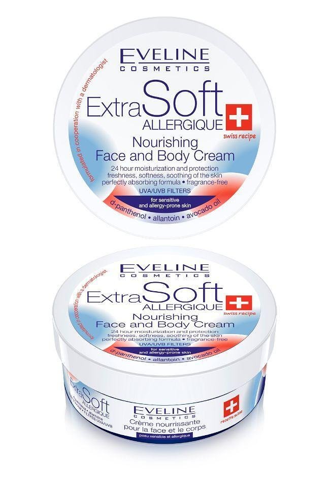Eveline Extra Soft Подхранващ крем за лице и тяло за чувствителна кожа, 200 мл