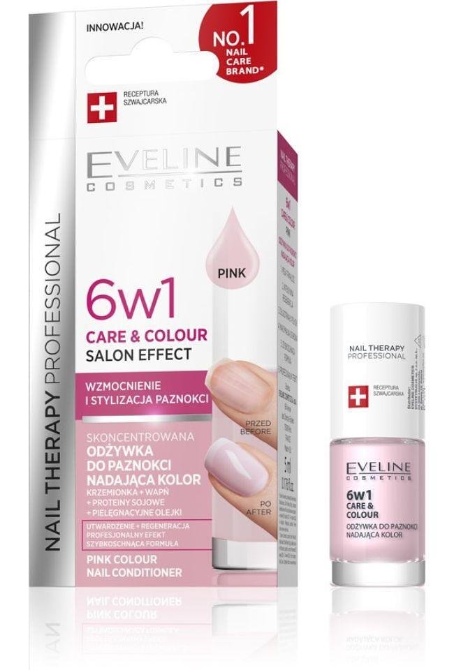 Eveline NAILS 6 В 1 ГРИЖА И ЦВЯТ – БЛЕДО РОЗОВ, 5 МЛ