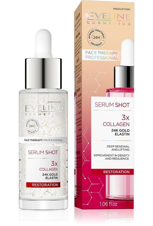 Eveline SERUM SHOT МУЛТИ КОЛАГЕН Х 3, ЛИЦЕ-ШИЯ-ДЕКОЛТЕ , 30 МЛ