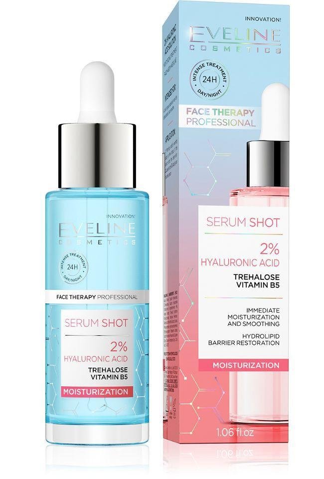 Eveline SERUM SHOT 2 % ХИАЛУРОНОВА КИС., ЛИЦЕ-ШИЯ-ДЕКОЛТЕ , 30 МЛ