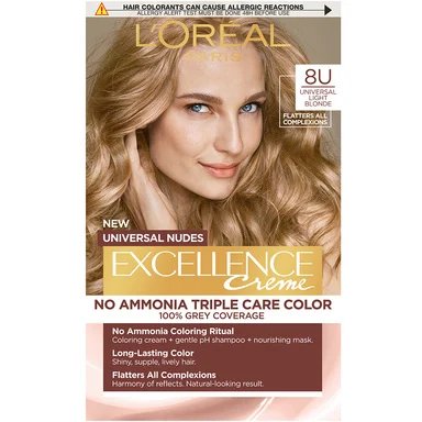 Lоreal Excellence Creme Universal Nudes, Боя за коса, 8U светло рус цвят