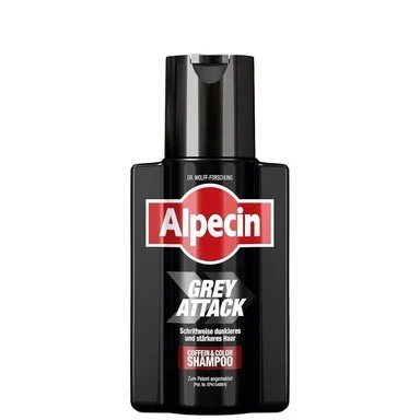 Alpecin, Grey Attack, оцветяващ шампоан с кофеин за посивели коси, 200 мл.