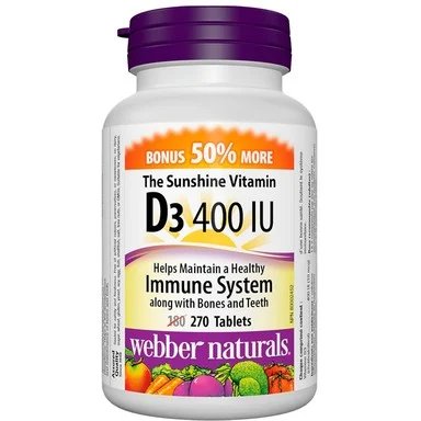 Витамин D3, 400 IU, 270 таблетки, от Webber Naturals