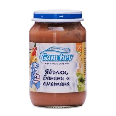 Пюре Ябълки, банани и сметана 4+ месеца, 190 г