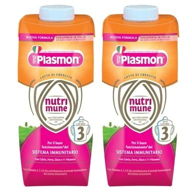 Plasmon Nutri Mune 3, Преходно мляко, 12 - 24 месеца, 2 х500 мл
