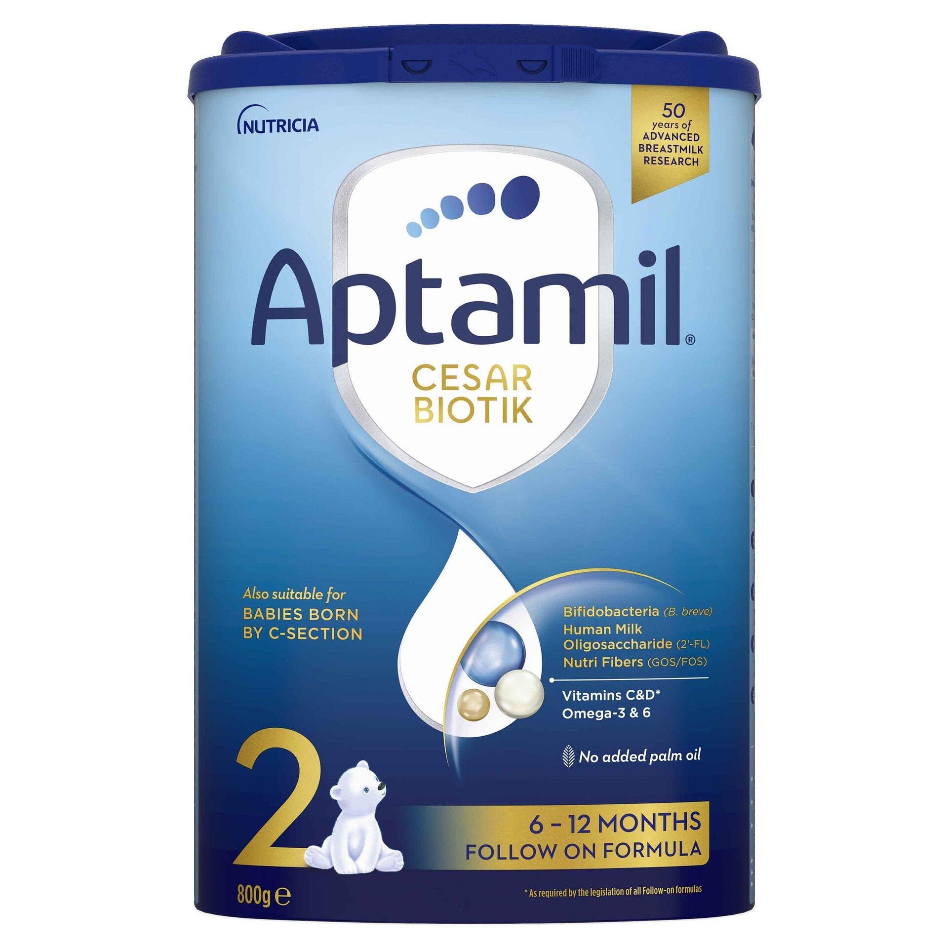 Aptamil 2 Cesar Biotik, Мляко за кърмачета, 6-12 месеца, 800 г