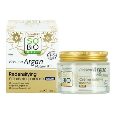 So'Bio, Argan, уплътняващ нощен крем с арган, 50 мл.