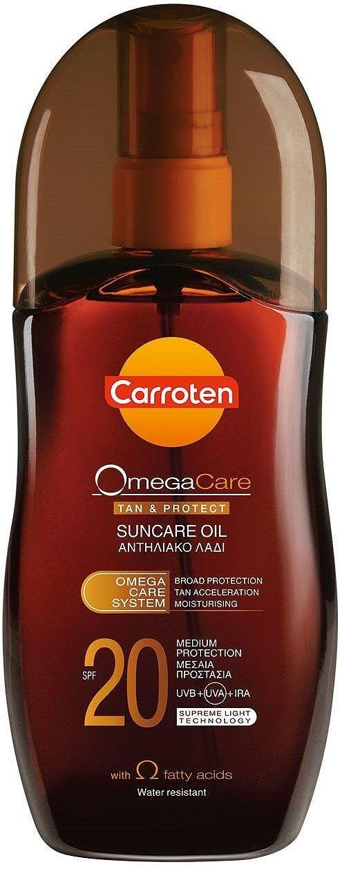 Carroten, Omega Care Tan & Protect Suncare Oil, SPF20+, олио за златист загар и защита, 125 мл.