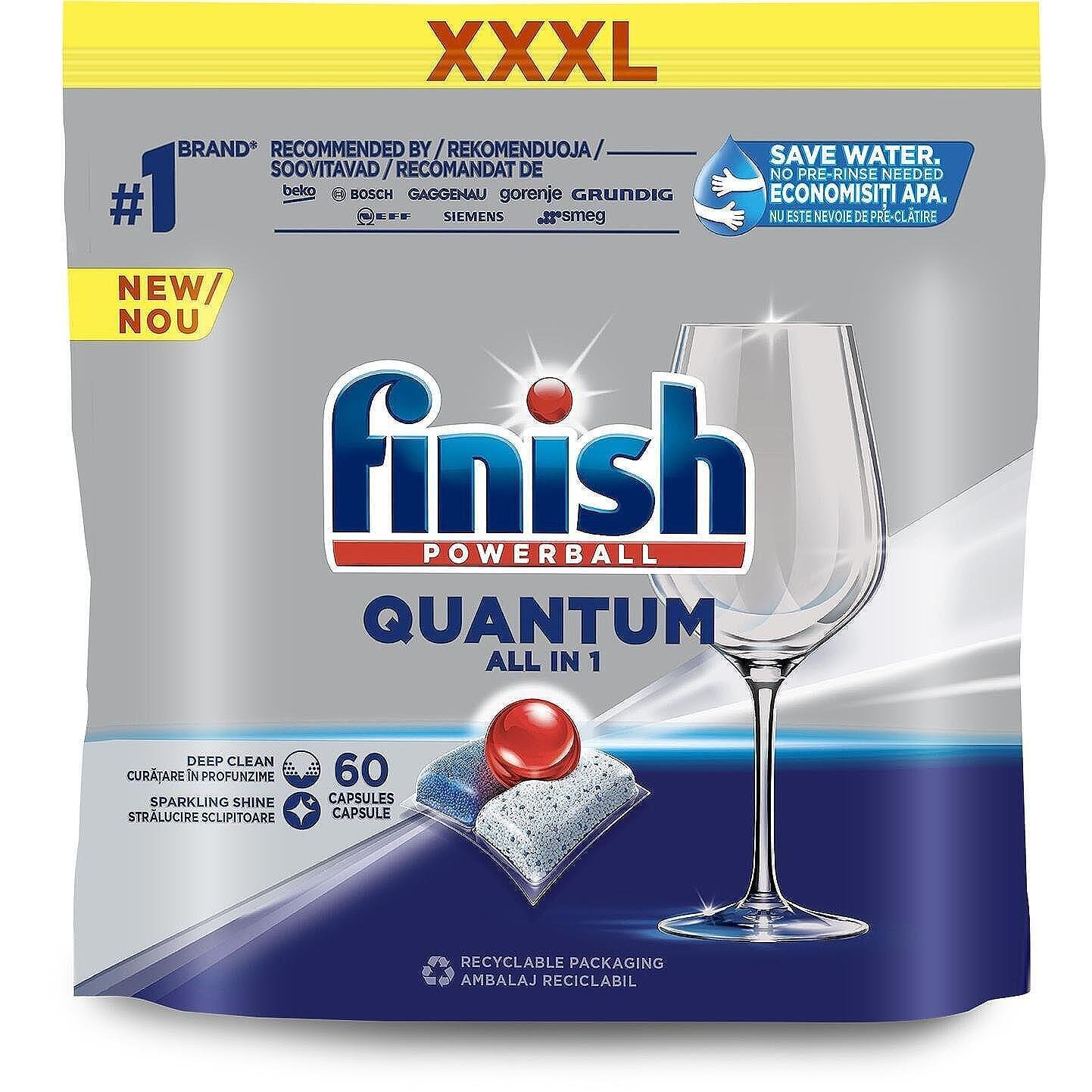Finish Quantum All In, таблетки за съдомиялна лимон, 60 бр.