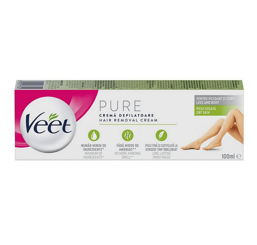 Veet Pure, Депилиращ крем за тяло и крака за суха кожа, 100 мл.