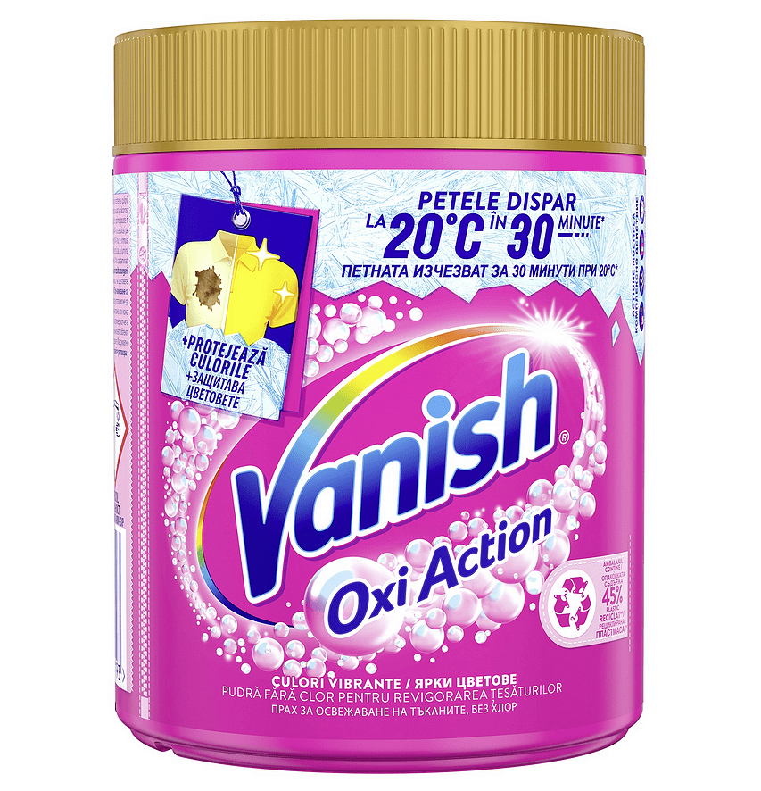 Vanish Oxi Action, прах за премахване на петна от цветни тъкани, 423 гр.