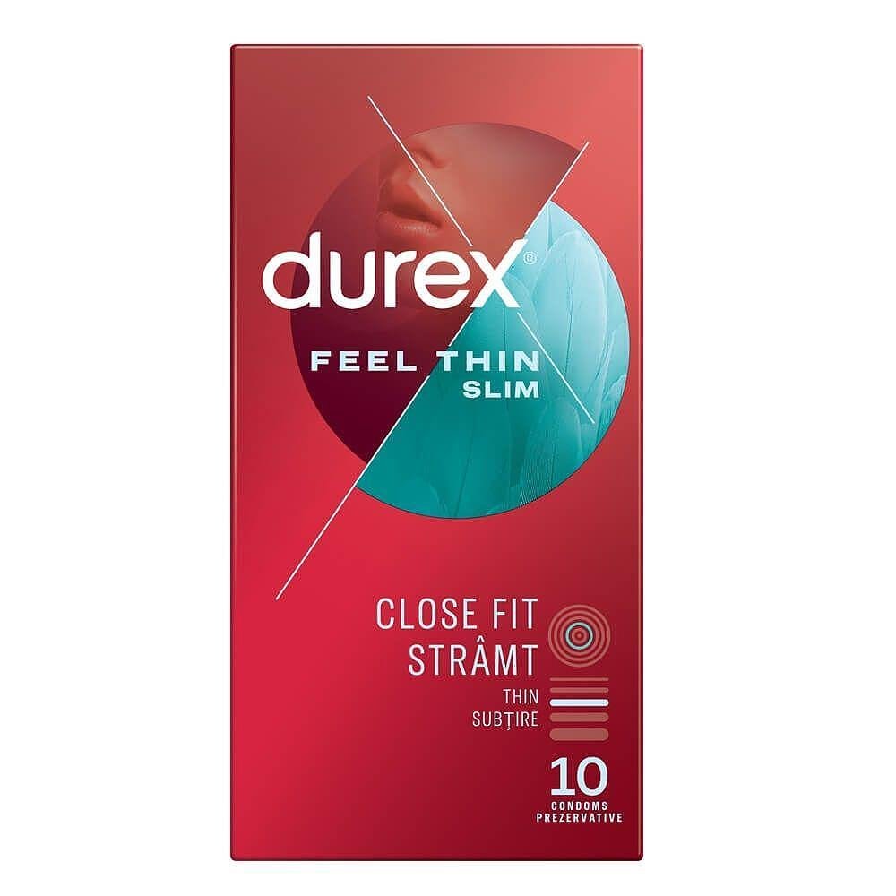 Durex Slim Fit Thin, презервативи, 10 бр.