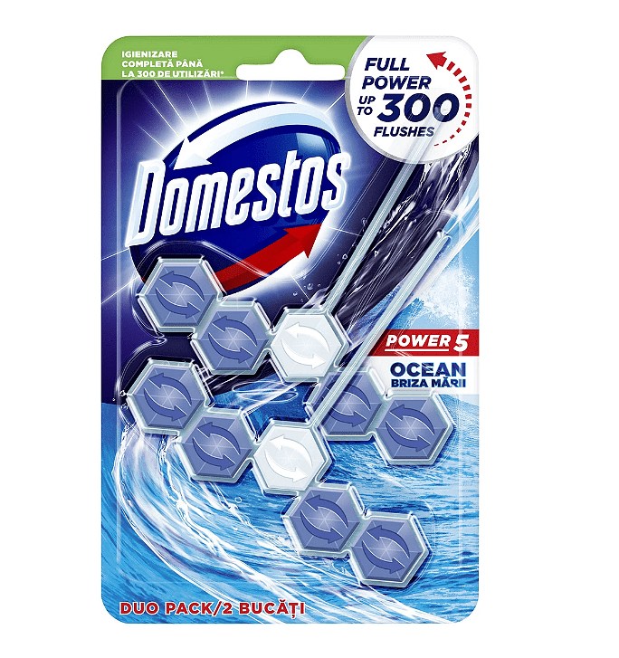 Domestos, Power 5 Ocean, блокче за тоалетна, 2 бр. x 55 гр.