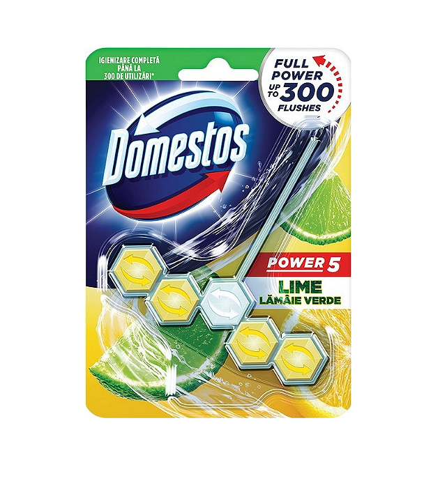 Domestos, Power 5 Lime, блокче за тоалетна, 55 гр.