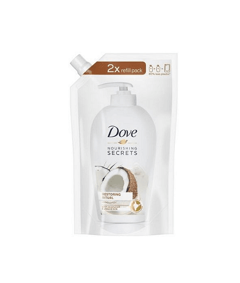 Dove, Nourishing Secrets, пълнител с течен сапун, възстановяващ, с кокос и бадем, 500 мл.