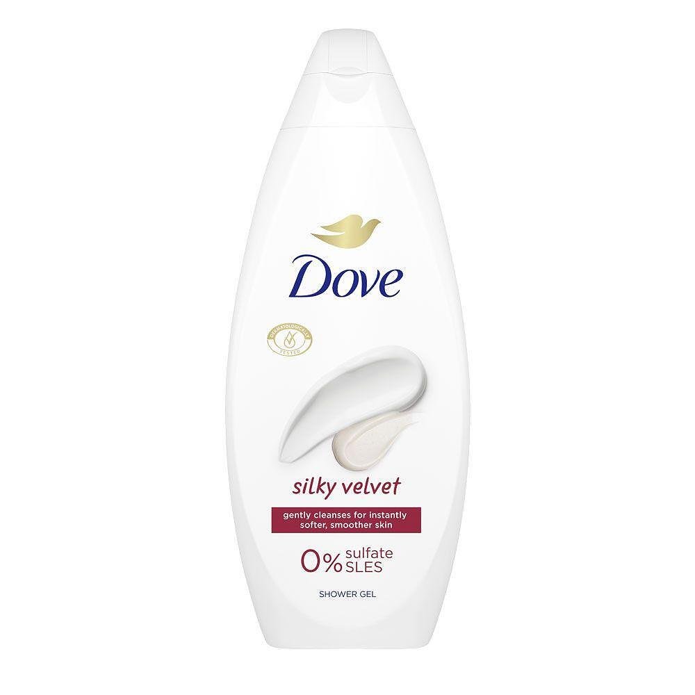 Dove, Silky Velvet, 0% Sulfate SLES, хидратиращ душ гел, 250 мл.