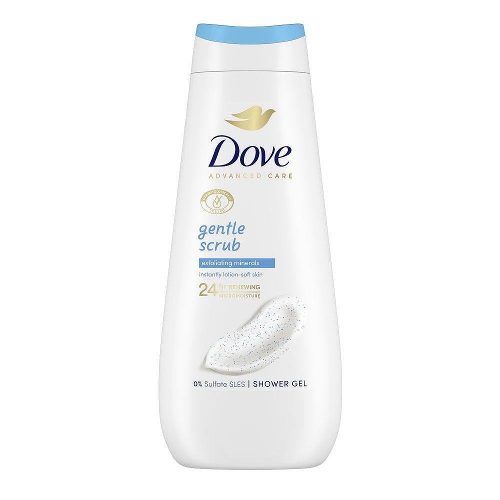 Dove, Gentle Scrub, 0% Sulfate SLES, овлажняващ душ гел със скраб и минерали, 400 мл.