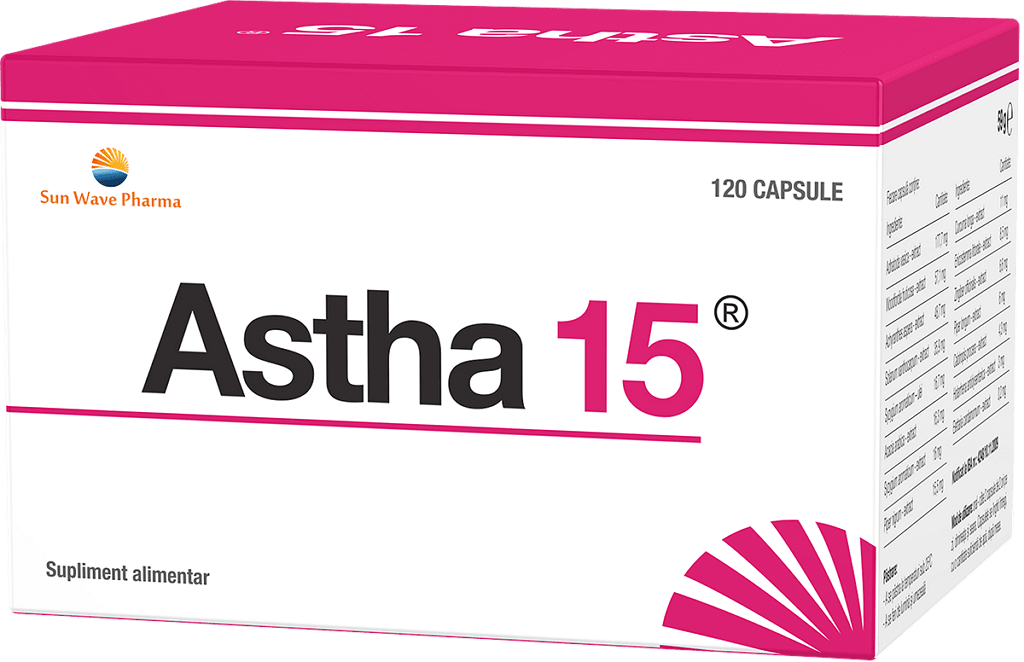 Astha 15, хранителна добавка за подържане на здравето на горните дихателни пътища, 120 капсули, от SWP