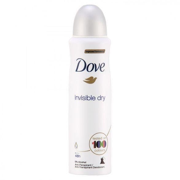 Dove, Invisible Dry, 0% alcohol, дезодорант без бели следи, 150 мл.