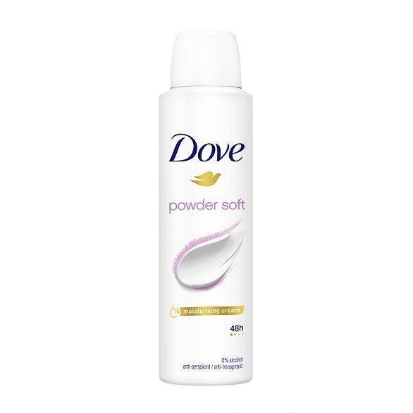 Dove, Powder Soft, 0% alcohol, овлажняващ дезодорант, 150 мл.