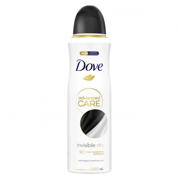 Dove, Invisible Dry, 0% alcohol, дезодорант без бели следи, 200 мл.