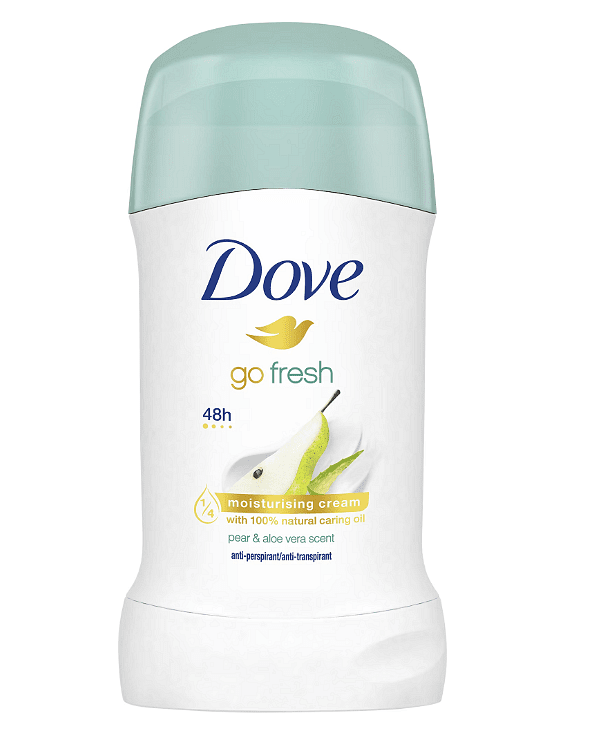 Dove, Go Fresh, 0% alcohol, део стик против изпотяване и петна с аромат на круша и алое вера, 40 мл.