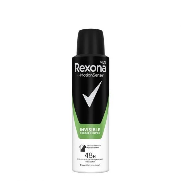 Rexona, Motion Sense, Invisible Fresh Power, мъжки дезодорант против изпотяване и петна, 150 мл.