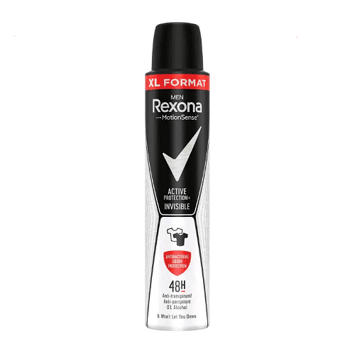 Rexona, Motion Sense, Invisible Active Protection+, мъжки дезодорант, против изпотяване и петна, 200 мл.