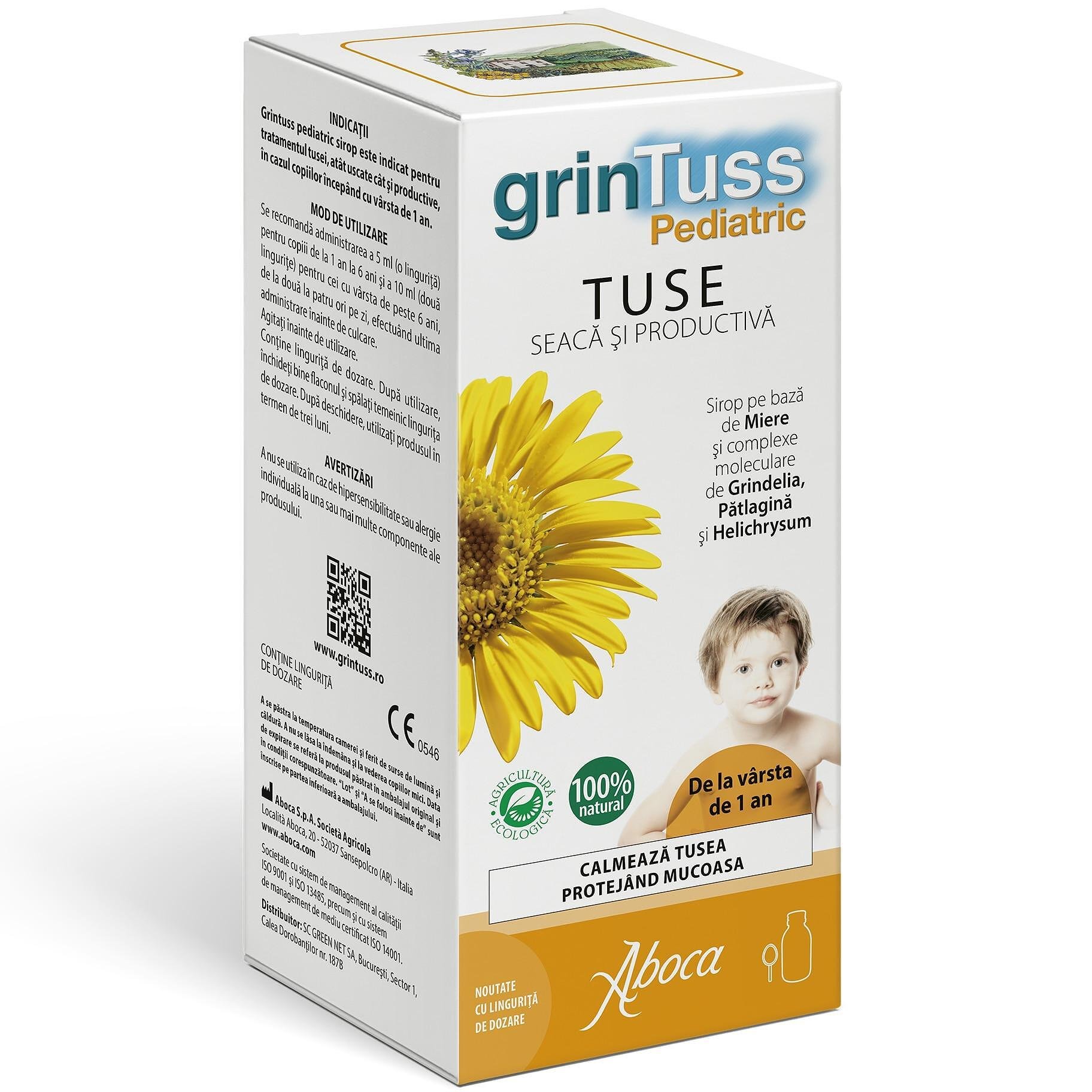 Grintuss Pediatric, сироп против кашлица за деца, 180 гр, от Aboca