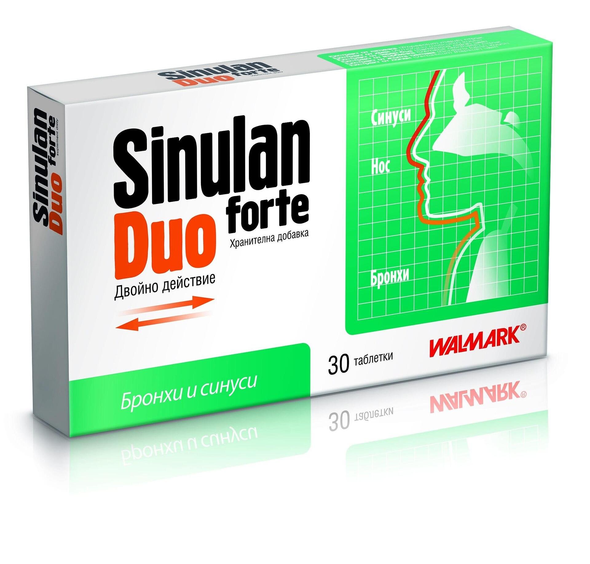 Sinulan Duo Forte, за бронхи и синуси, 30 таблетки, от Walmark