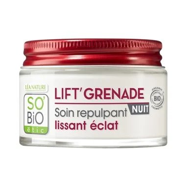 So'Bio, Lift Grenade, изглаждащ нощен крем с органичен нар, 50 мл.