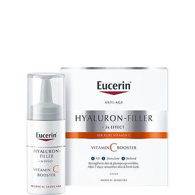 Eucerin Hyaluron-Filler, Подмладяващ бустер за лице с витамин С и хиалуронова киселина, 3 броя, 8 мл