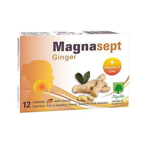 Magnasept, билкови пастили с джинджифил, 12 бр. от Magnalabs