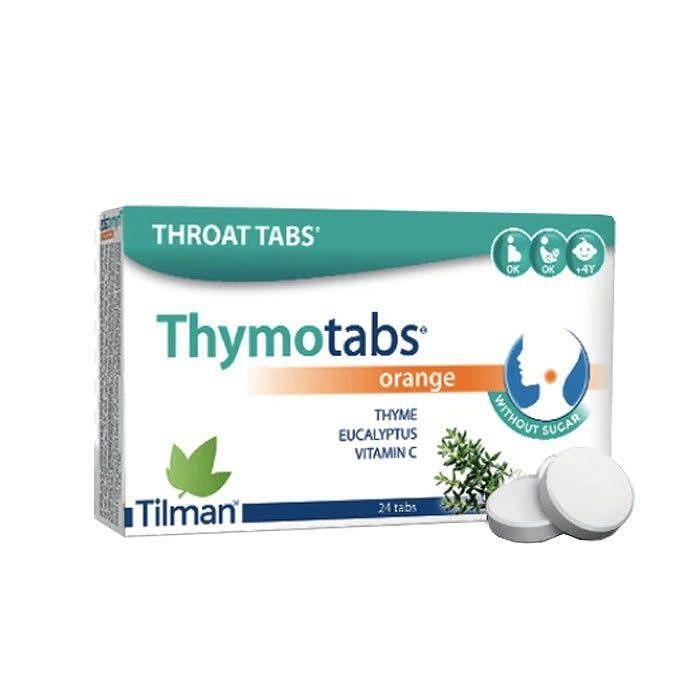Thymotabs orange, за възпалено гърло за възрастни и деца, 24 пастили, от Tilman