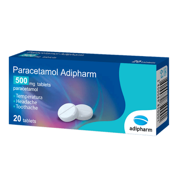 Парацетамол, 500 мг, 20 таблетки, от Adipharm