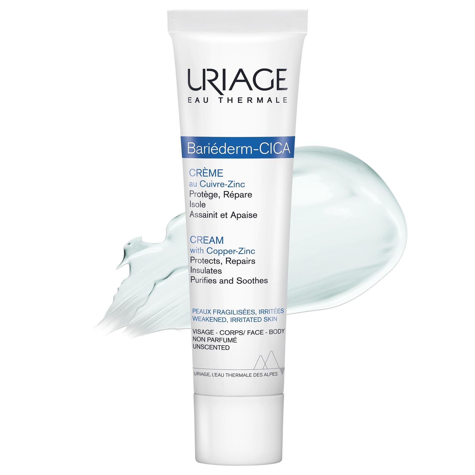 Uriage Eau Thermale, Bariéderm - CICA Cu-Zn, възстановяващ изолиращ крем за лице и тяло, 40 мл.