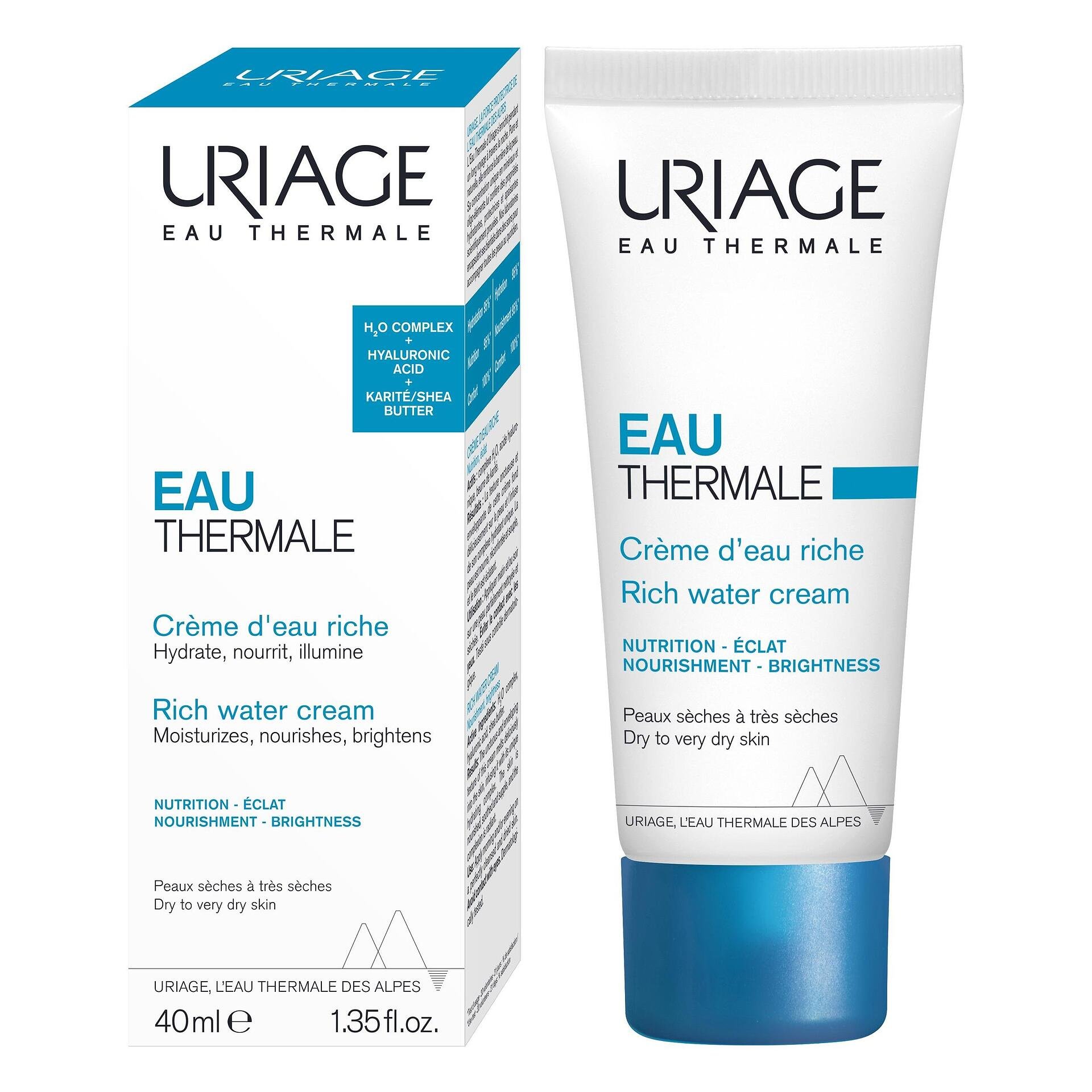 Uriage Eau Thermale, Rich Water, подхранващ и хидратиращ крем за лице, 40 мл.