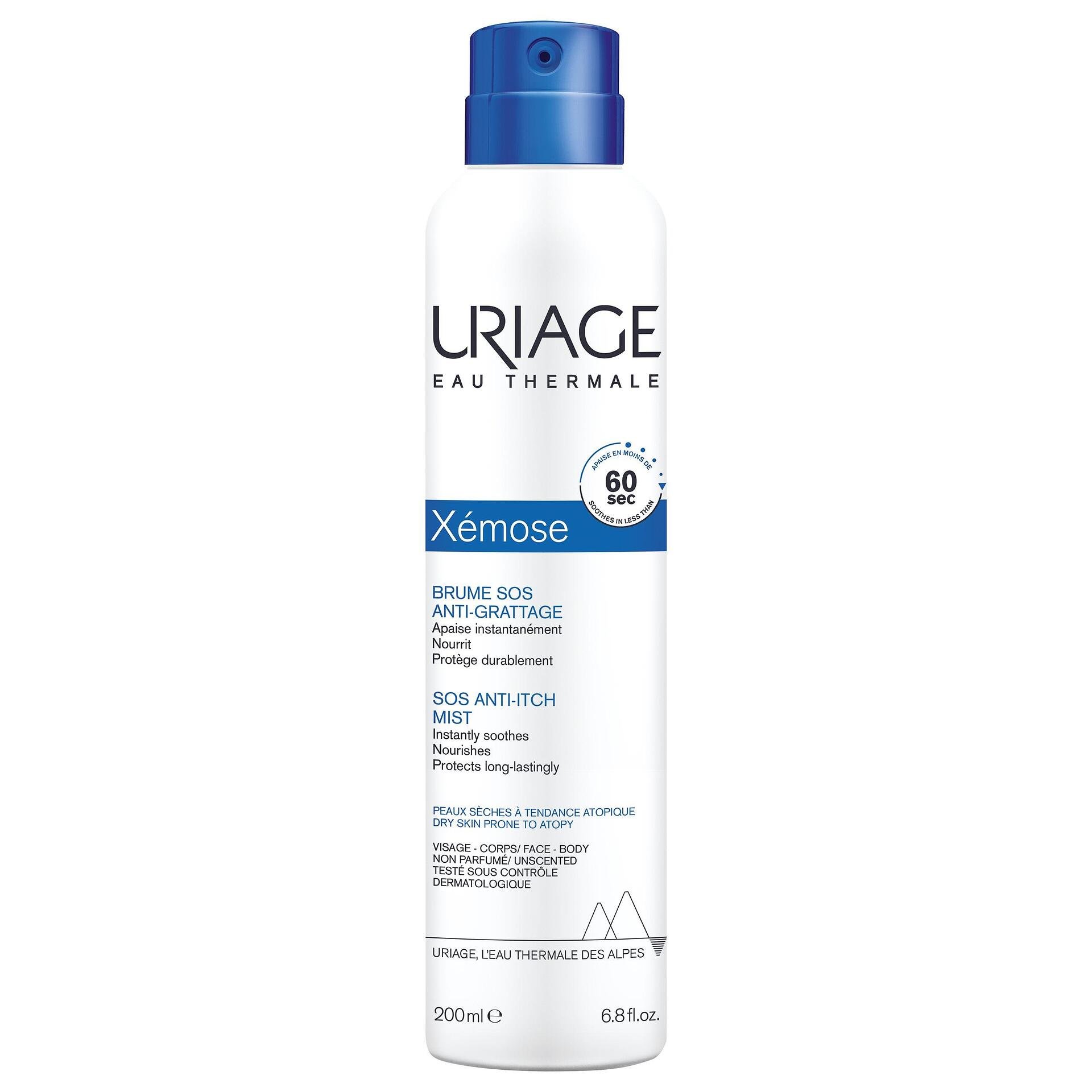 Uriage Eau Thermale, Xémose SOS Anti-Itch, успокояващ спрей за много суха кожа до атопична кожа за лице и тяло, 200 мл.