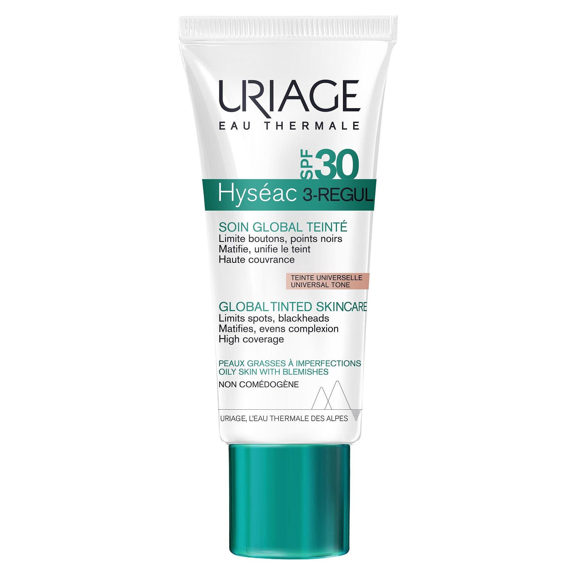 Uriage Eau Thermale, Hyséac 3-Regul SPF30, комплексна тонираща грижа против несъвършенства по лицето за комбинирана и мазна кожа, 40 мл