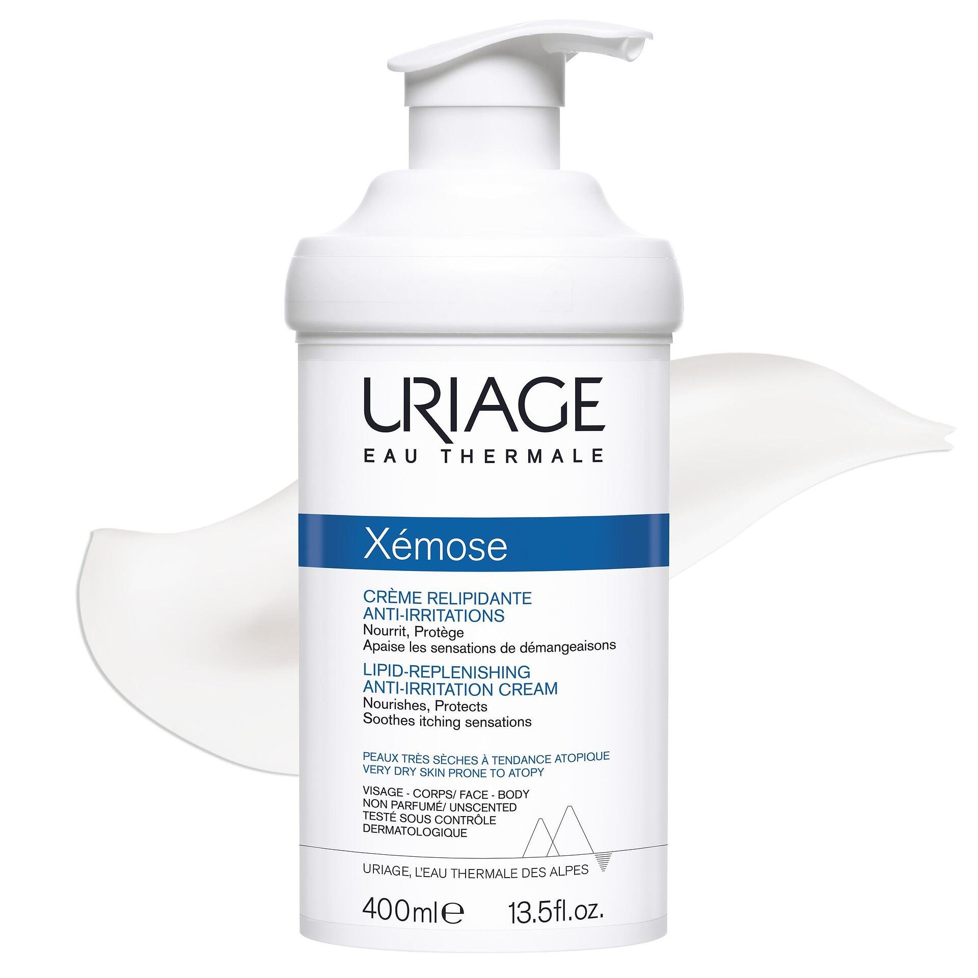 Uriage Eau Thermale, Xémose Lipd-Replenshing Anti-Irritation, успокояващ липидо-възстановяващ крем за лице и тяло, за много суха кожа, 400 мл.