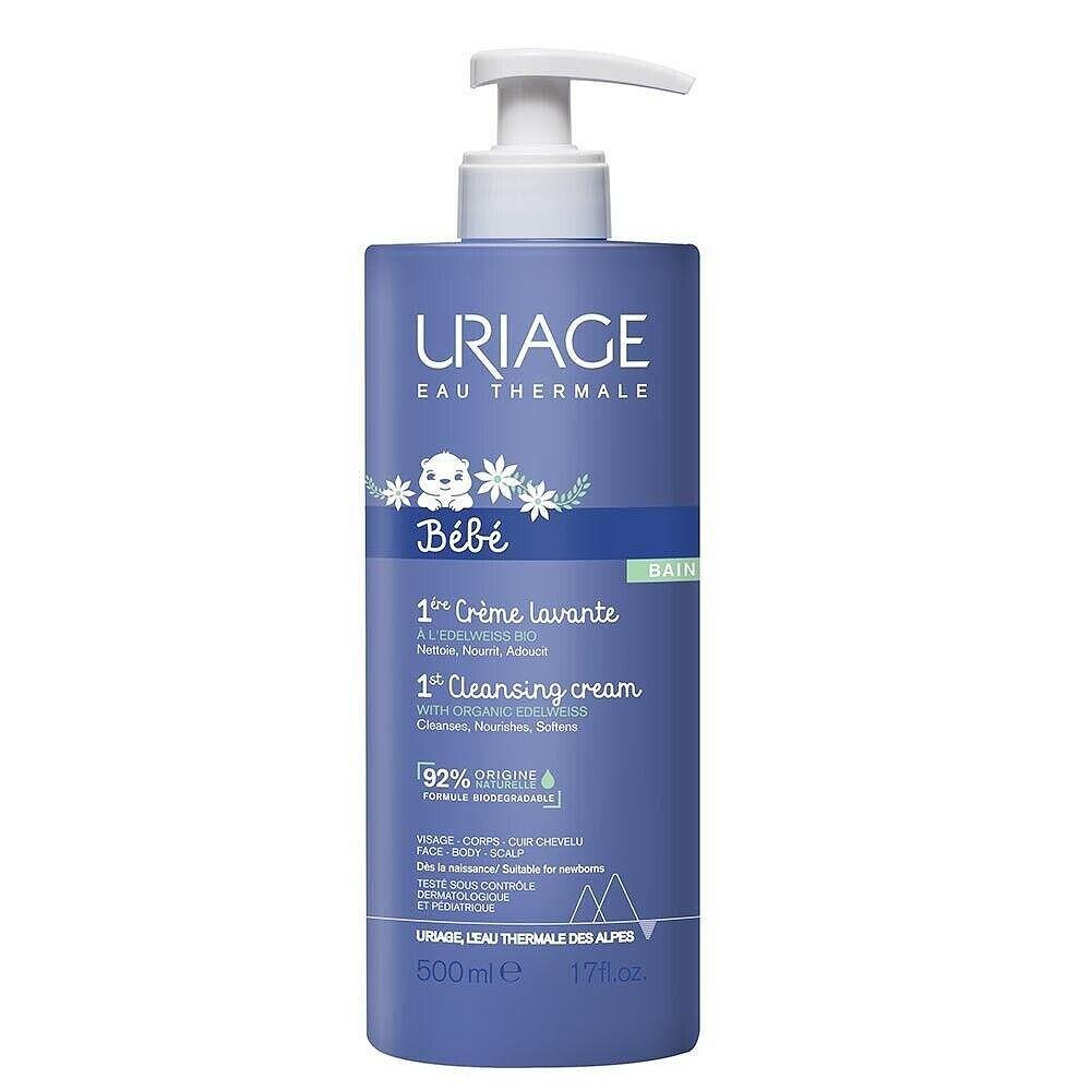 Uriage Eau Thermale, Bébé Crème Lavante, измиващ подхранващ бебешки крем за лице и тяло, 500 мл.