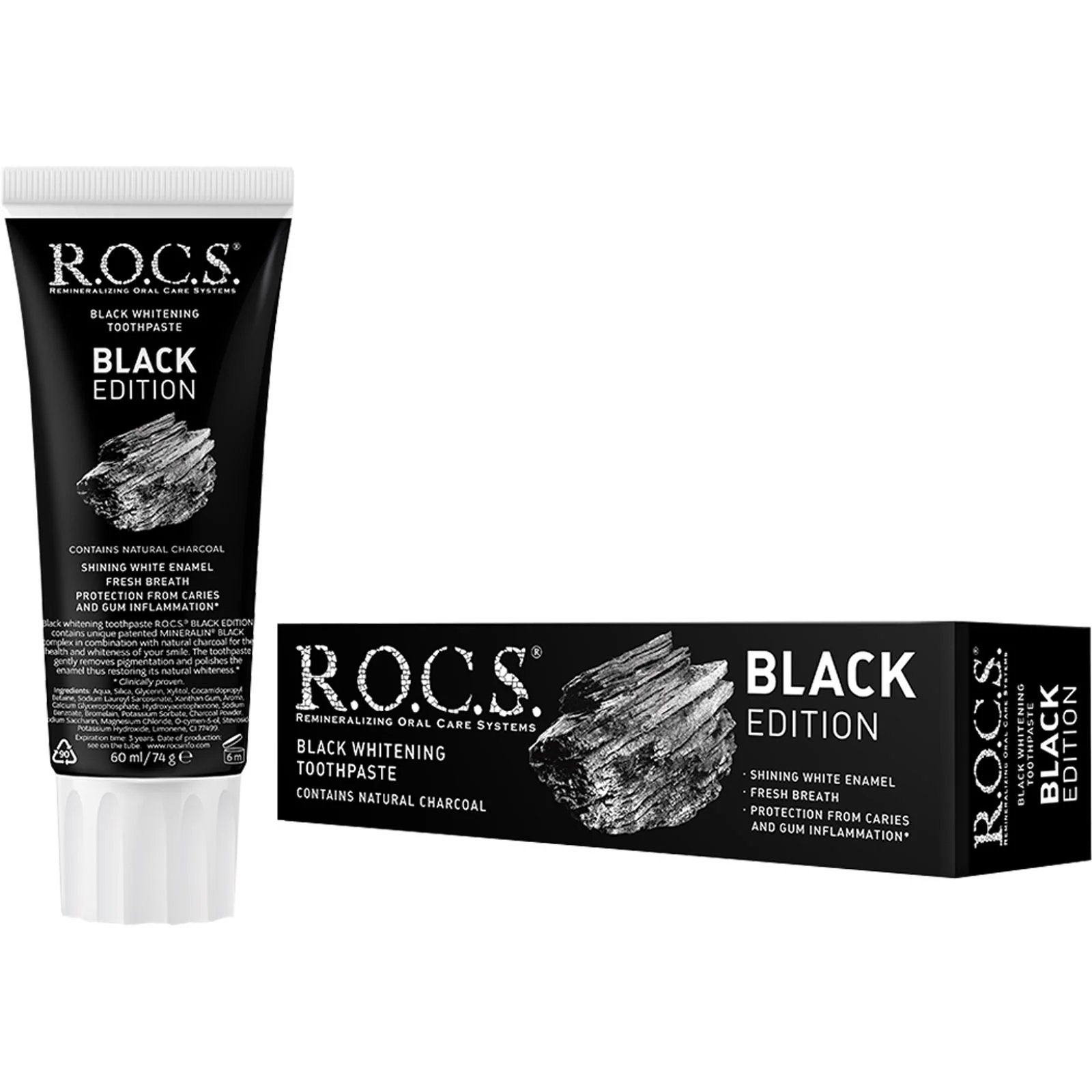 R.O.C.S. Black Edition Whitening, избелваща паста за зъби, 74 гр.