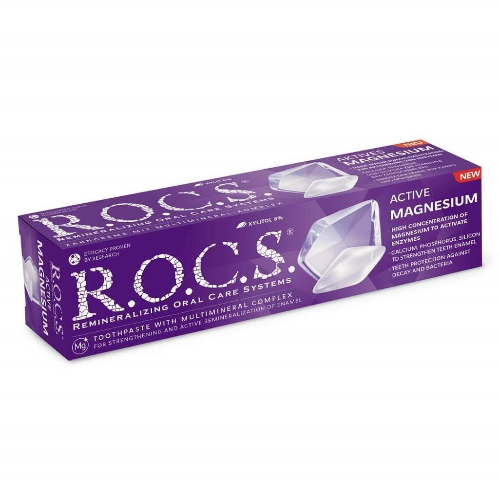 R.O.C.S. Active Magnesium, паста за зъби с активен магнезий за защита от кариес, 94 гр.