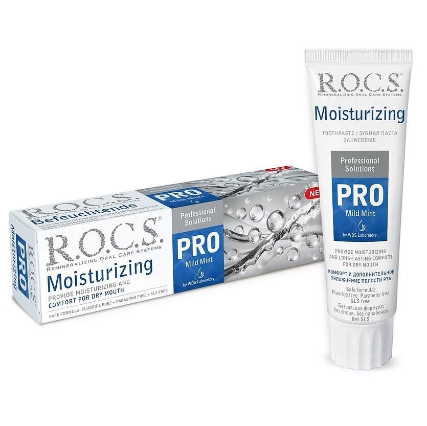 R.O.C.S. PRO Moisturizing, овлажняваща паста за зъби за защита от кариес, 74 гр.