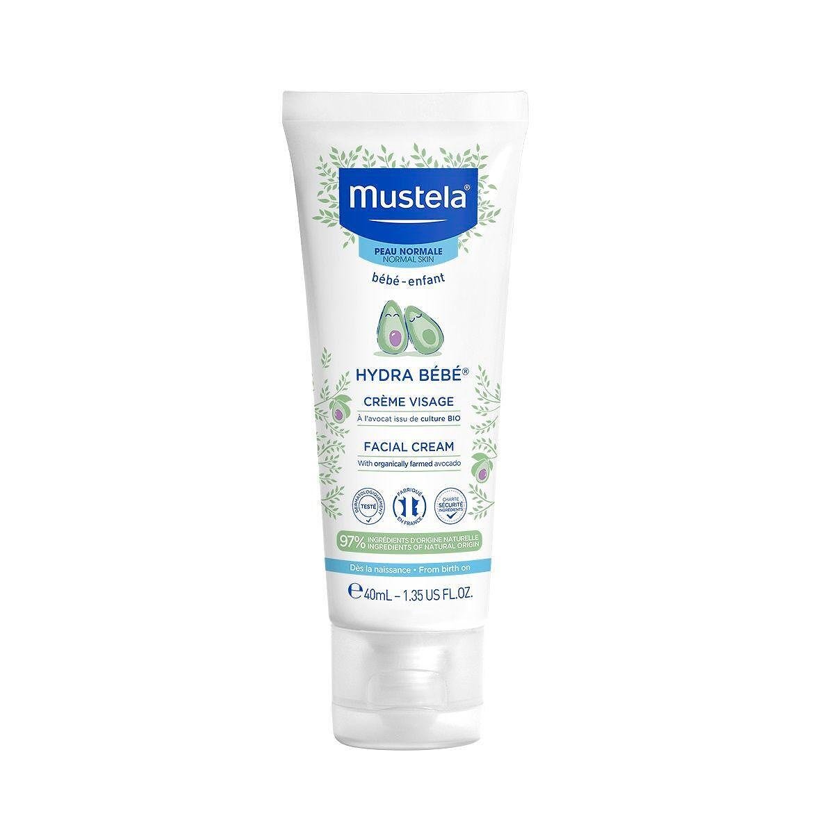 Mustela, Hydra Bébé, хидратиращ и защитен бебешки крем за лице, 40 мл.